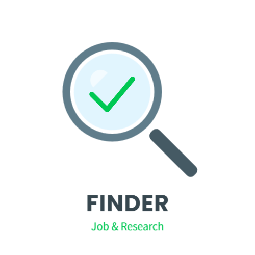 虫眼鏡をイメージしたデザインのロゴ