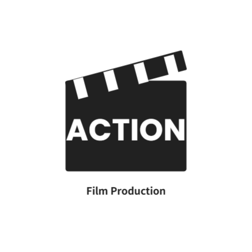 カチンコをイメージしたデザインのロゴ