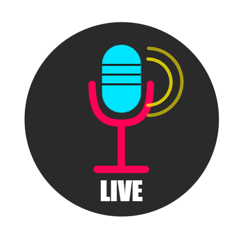 マイクをイメージしたデザインのロゴ